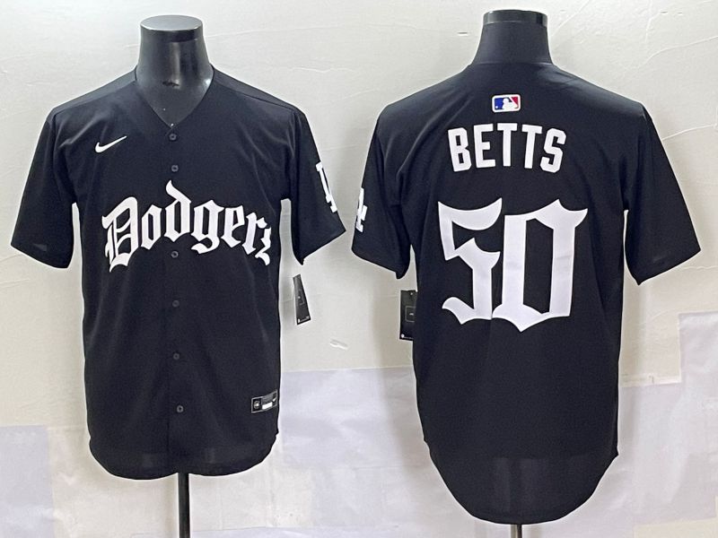 Men 2025 Los Angeles Dodgers #50 Betts Black Seventh generation Joint Name Nike MLB Jersey style 1->los angeles dodgers->MLB Jersey